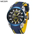 MEGIR-Montres-bracelets militaires de sport de luxe pour hommes chronographe Shoous Date montre à
