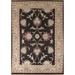 Black Floral Oushak Oriental Area Rug Hand-Knotted Wool Carpet - 5'5" x 7'9"