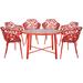Leisuremod Devon 7-Piece Aluminum Dining Set with Table and 6 Armchairs