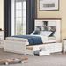 Wood Platform Bed with Trundle and Under Bed Drawers, Captain Bookcase Bed