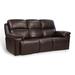 Sophisticated Brown Top Grain Leather Power Reclining Sofa with Adjustable Headrest and USB & Type C Charging Capability