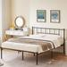VECELO Victorian Style Metal Platform Bed Frame with Headboard, Twin Size Bed