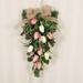 21.7 Inch Artificial Tulip Flowers Swag Wreath Decoration with Fake Tulips and Green Leaves Spring Summer Wreath Artificial Front Door Garland for Home Wall Window Holiday Decor