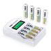 EBL Rechargeable AA Batteries with LCD Battery Charger 8 Pack 2800mAh Ni-MH AA Rechargeable Battery and Smart Independent Solt Battery Charger