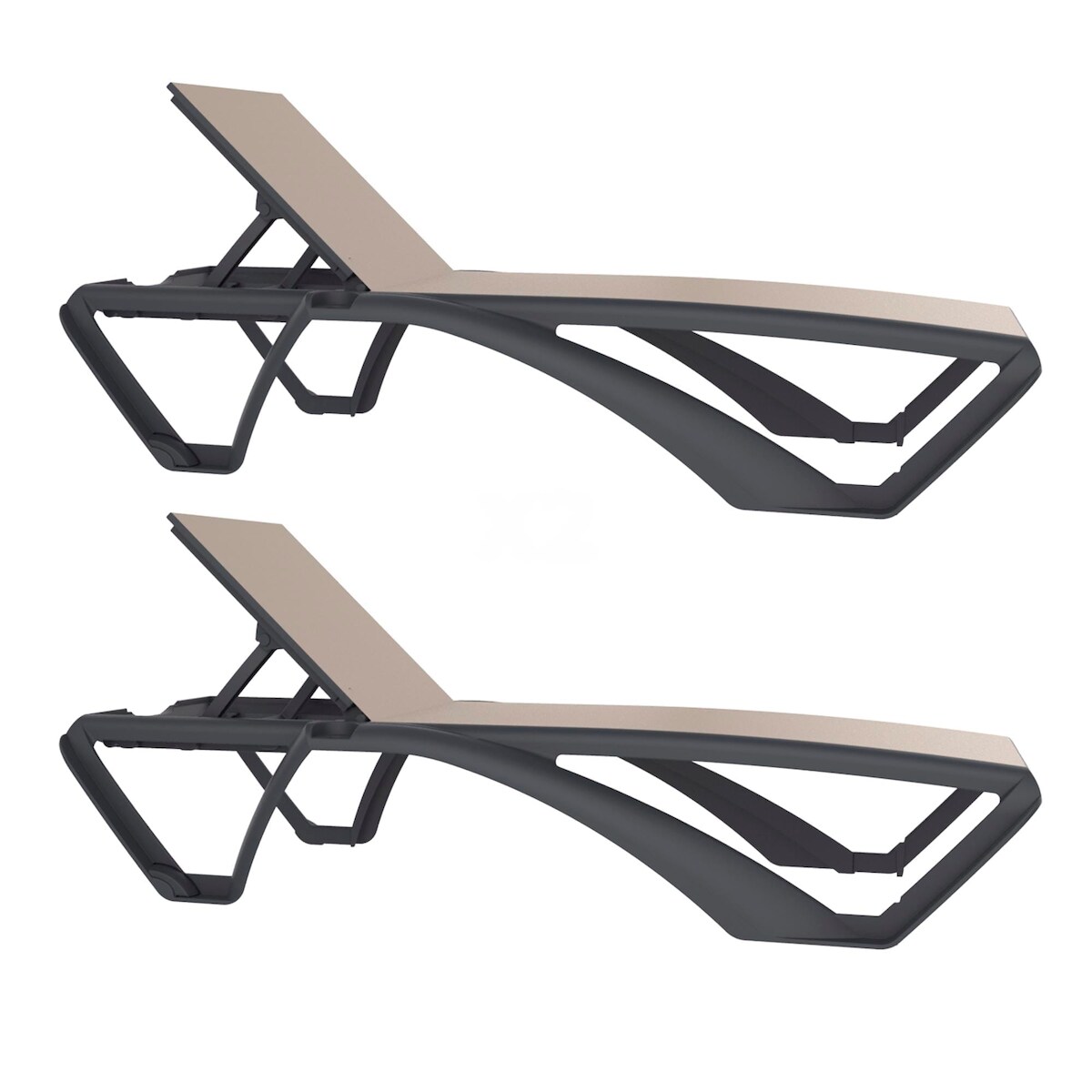 Resol MARINA CLUB Sonnenliege Outdoor Set 2 Dunkelgraue Struktur - Beige Textilene Image