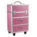 Bluethy 4 Tier Lockable Cosmetic Makeup Train Case with Extendable Trays Pink