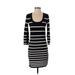 Rag & Bone Casual Dress - Bodycon Scoop Neck 3/4 sleeves: Black Stripes Dresses - Women's Size X-Small