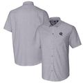 Men's Cutter & Buck Charcoal Atlanta Falcons Helmet Short Sleeve Stretch Oxford Button-Down Shirt