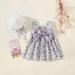 Herrnalise Toddler Baby Girl Summer Dress Sleeveless Crew Neck SunDress Floral Print Bowknot Pullover Beach Dress One Piece Outfits Pleated Short Dressesï¼ˆ1-4Yï¼‰Purple