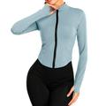 Hwmodou Women s Casual Jackets Long Sleeve Full Zipper Light Sportswear With Thumb Opening Walking Coat Cutting Training Yoga Coat Jackets For Women