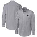 Men's Cutter & Buck Charcoal New York Giants Helmet Easy Care Stretch Gingham Long Sleeve Button-Down Shirt