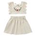 Summer Toddler Girls Sleeveless Floral Embroidery Lace Tops Skirt Two Piece Outfits Set For Kids Clothes Thanksgiving Outfit Girl Pant Outfit