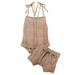 IZhansean Infant Baby Girl Summer Clothes Outfits Boho Knit Crochet Spaghetti Straps Bodysuit+Drawstring Short Pants Set Brown 12-18 Months