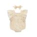 ZMHEGW Baby Girls Ruffles Ruched Solid Romper Bodysuit Casual Clothes for 3M-24M