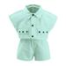 Rovga Summer Toddler Boys Outfits Kids Baby Unisex Spring Solid Cotton Ribbed Button Short Sleeve Tshirt Shorts Outfits Clothes
