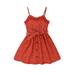 CenturyX Kids Toddler Baby Girl Summer Dress Sleeveless V Neck Dots Print Button Front Belted Dress