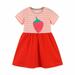 Oalirro Girls Dresses Fancy Short Sleeve Cartoon Dresses for Toddler Round Neck Knee-High ï¼ˆ1-7 Years) Red