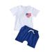 Rovga Summer Toddler Boys Outfits Kids Baby Spring Print Cotton Short Sleeve Independence Day Tshirt Shorts Outfits Clothes