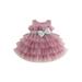 Toddler Baby Girls Princess Dress Sleeveless Bow Mesh Tulle Tutu Formal Party Layered Sundress with Bow
