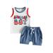 4th of July Baby Boy Outfit American Boy Sleeveless Tank Top with Solid Color Shorts 2Pcs Set Cute Summer Clothes