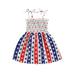 Baby Girls Independence Day Slip Dress American Flag Print Slip Dress Sleeveless Ruffle A-Line Princess Summer Dress