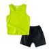 Little Child Boy Shorts Set Solid Color Sleeveless Tank Top Vest Elastic Waist Shorts Set 2Pcs Casual Outfits Summer Clothes Baby Boy Bundles Set Little Girls Tracksuit Set