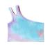 Toddler Kids Girls Dance Tank Top One Shoulder Racerback Tie Dye Crop Tank Top Sleeveless Sports Dance Top For Ballet Gymnastics Dancewear Camisole Shelf Bra