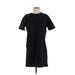 Madewell Casual Dress - Mini High Neck Short sleeves: Black Solid Dresses - Women's Size Small