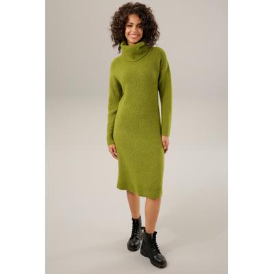 Strickkleid ANISTON CASUAL, Damen, Gr. 42, N-Gr, grün (moosgrün), Strick, Obermaterial: 74% Polyacryl, 23% Nylon, 3% Elasthan, unifarben, modisch, figurumspielend knieumspielend, Langarm Strickbündchen, Kleider, mit halsfernem Rollkragen Image