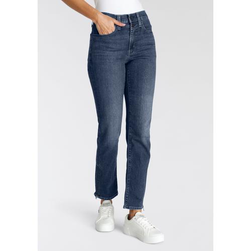 5-Pocket-Jeans LEVI'S ""724 BUTTON SHANK"" Gr. 31, Länge 30, blau (all zipped up) Damen Jeans mit Reisverschlussdetail am Saum