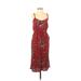 Charlotte Russe Casual Dress - Midi: Red Floral Motif Dresses - Women's Size X-Small