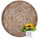 Hanobe Large Round Wood Decorative Tray: Hanobe Rustic Coffee Table Tray Farmhouse Tray Decor Brown Centerpiece Wooden Serving Trays Rounded Tray for Kitchen Counter Boho Ottoman Tray for Home