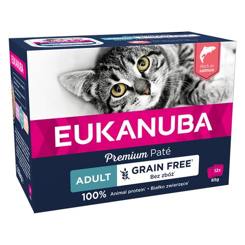 Sparpaket: 48x85g Eukanuba Getreidefrei Adult Lachs Katzenfutter nass