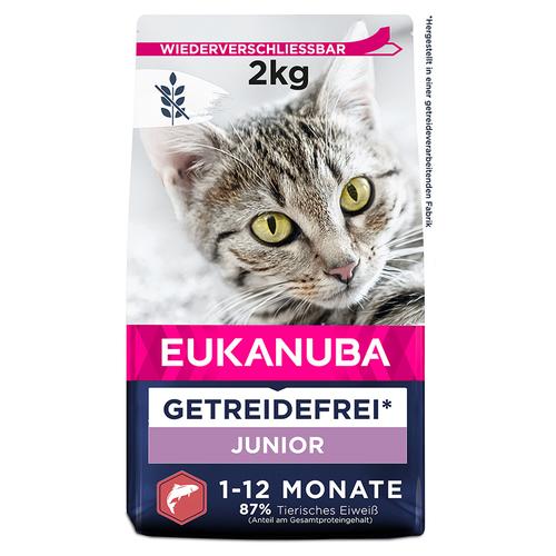 Sparpaket: 3x2kg Eukanuba Kitten Grain Free Reich an Lachs Katzenfutter trocken