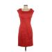 Maggy L Casual Dress - Sheath Scoop Neck Sleeveless: Red Print Dresses - Women's Size 6