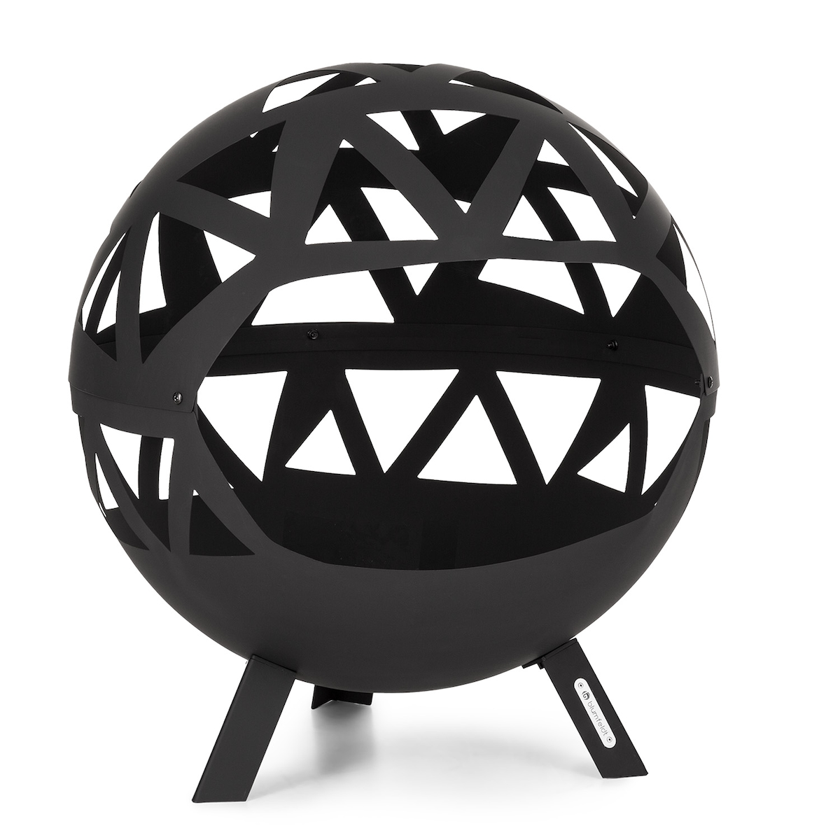 Blumfeldt Colima Feuerschale Ø 66 cm Kugelform mit Holzkohlerost & Ascheschale geometrisch Schwarz Image