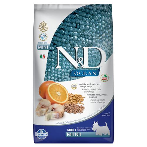2,5kg Farmina N&D Ocean gesundes Getreide Kabeljau & Orange Adult Mini Hundefutter trocken