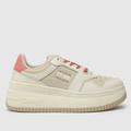 Tommy Jeans retro basket flatform mix trainers in beige