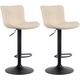 Lot de 2 tabourets de bar ajustables en similicuir Crème