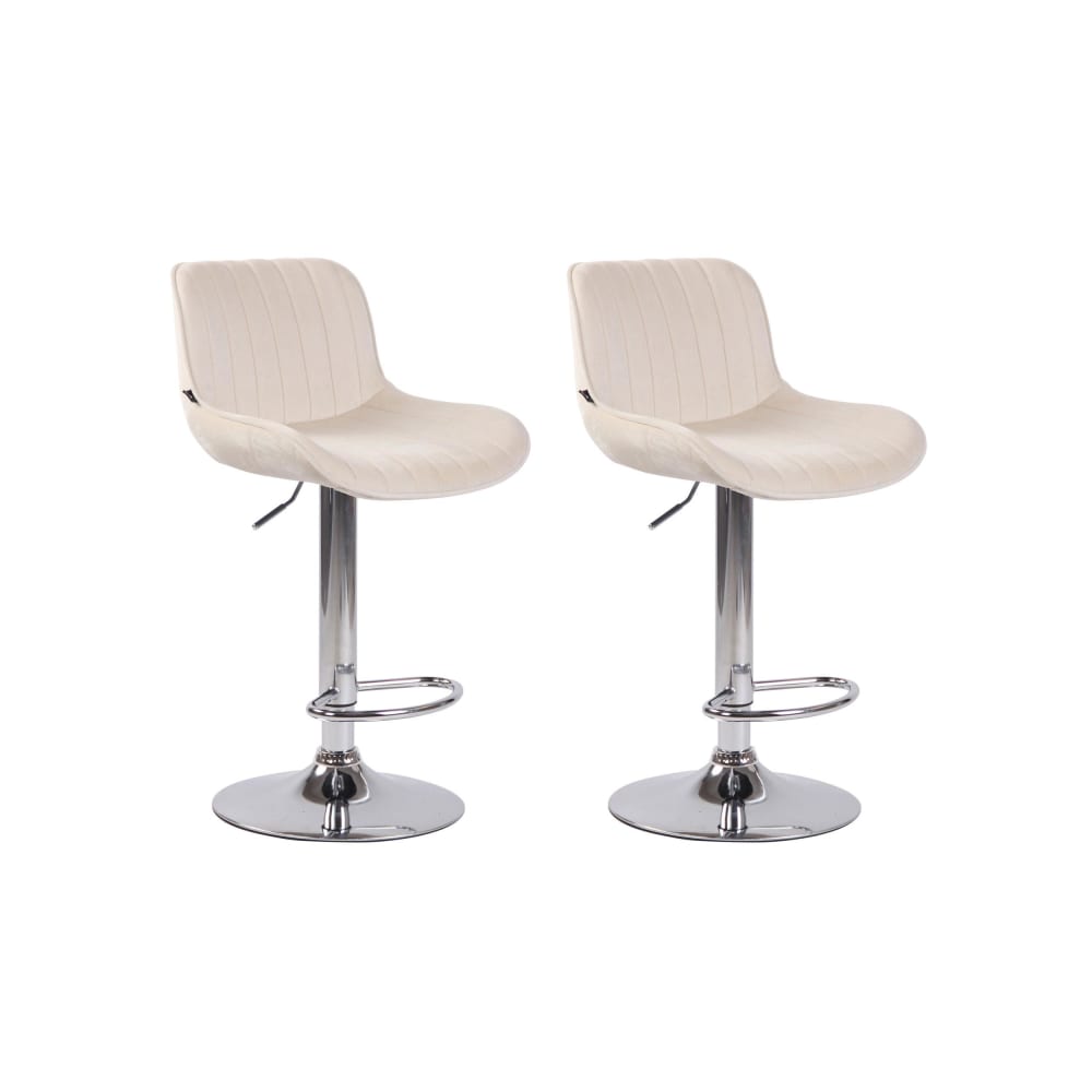 Lot de 2 tabourets de bar réglables en velours Crème