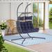 Modern Outdoor Rattan Furniture Hanging Chair Egg Chair with 2 Person Upholstery