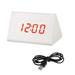 Hadanceo Alarm Clock Sound Control Wear Resistant Portable Bedroom Bedside Desktop Wooden Alarm Clock for Gift White