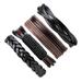 SANAG 4Pcs/set Men Boys Leather Bracelet Woven Bangles Vintage Male Birthday Gift Jewelry Wristband