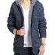 Men Winter Casual Hooded Fleece Thick Warm Faux Fur Collar Hooded Sweater Jacket Coat