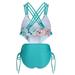 two piece swimsuit for women Flounce Padded Women Overlay Print Swimwear Boh Crisscross Push-Up Swimwears Tankinis Set