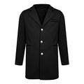 iOPQO Anoraks For Men Men s Wool Coat Warm Winter Trench Long Outwear Button Smart Overcoat Coats Black + M