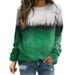 iOPQO hoodies for women Women Color Trees Print Loose Pullover Tops Round Neck Casual T Shirt Long Sleeve Sweatshirt Women s Hoodless Sweatshirt Green XL