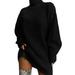 Womens Turtlenek Long Sleeve Sweater Dress Casual Pullover Knit Mini Dresses