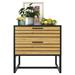 Ebern Designs Nevila 2 - Drawer Nightstand in Natural/Black Wood/Metal in Black/Brown | 19.72 H x 19.72 W x 15.72 D in | Wayfair