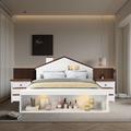 Wrought Studio™ Durmish Queen Platform 3 Piece Bedroom Set in Brown/White | 39 H x 58.5 W x 87.5 D in | Wayfair 160F0345FFB24E378E3D8B3A0F1D2F6D